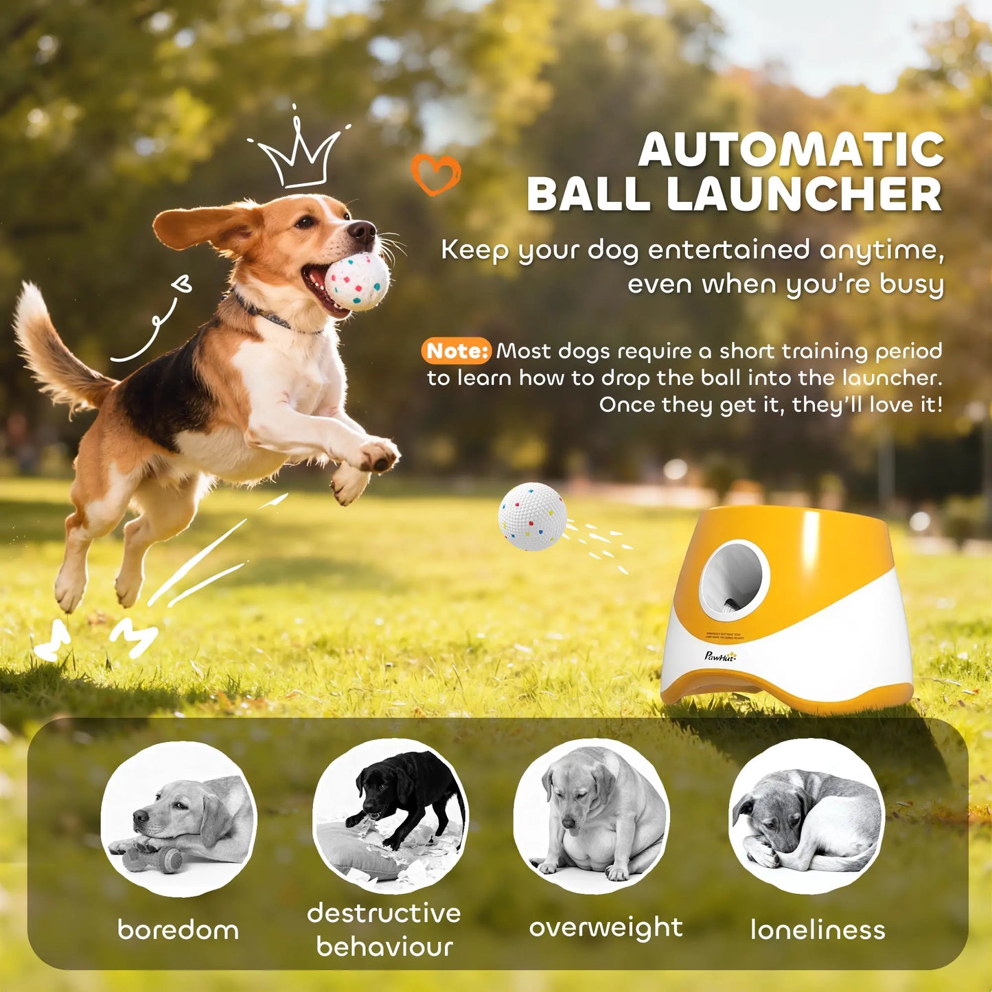 Automatic Dog Ball Launcher With 5 Etpu Balls, Orange
