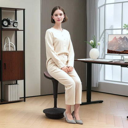 Backless Wobble Stool, Adjustable Standing Desk Chair, Brown Office Chairs at Gallery Canada