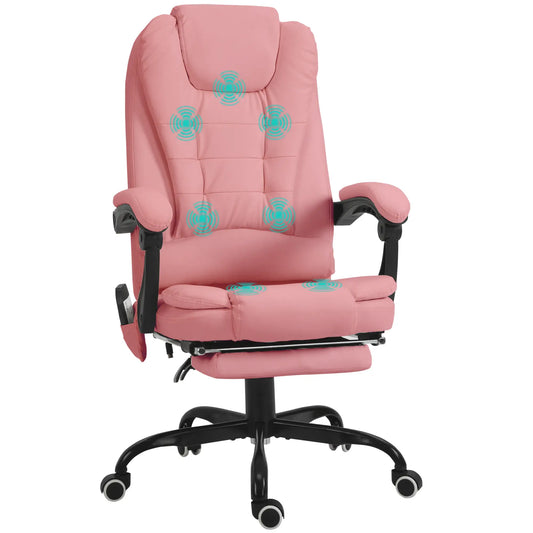 7-Point Vibrating Massage Chair, Reclining with Footrest, Pink Massage Chairs Pink at Gallery Canada
