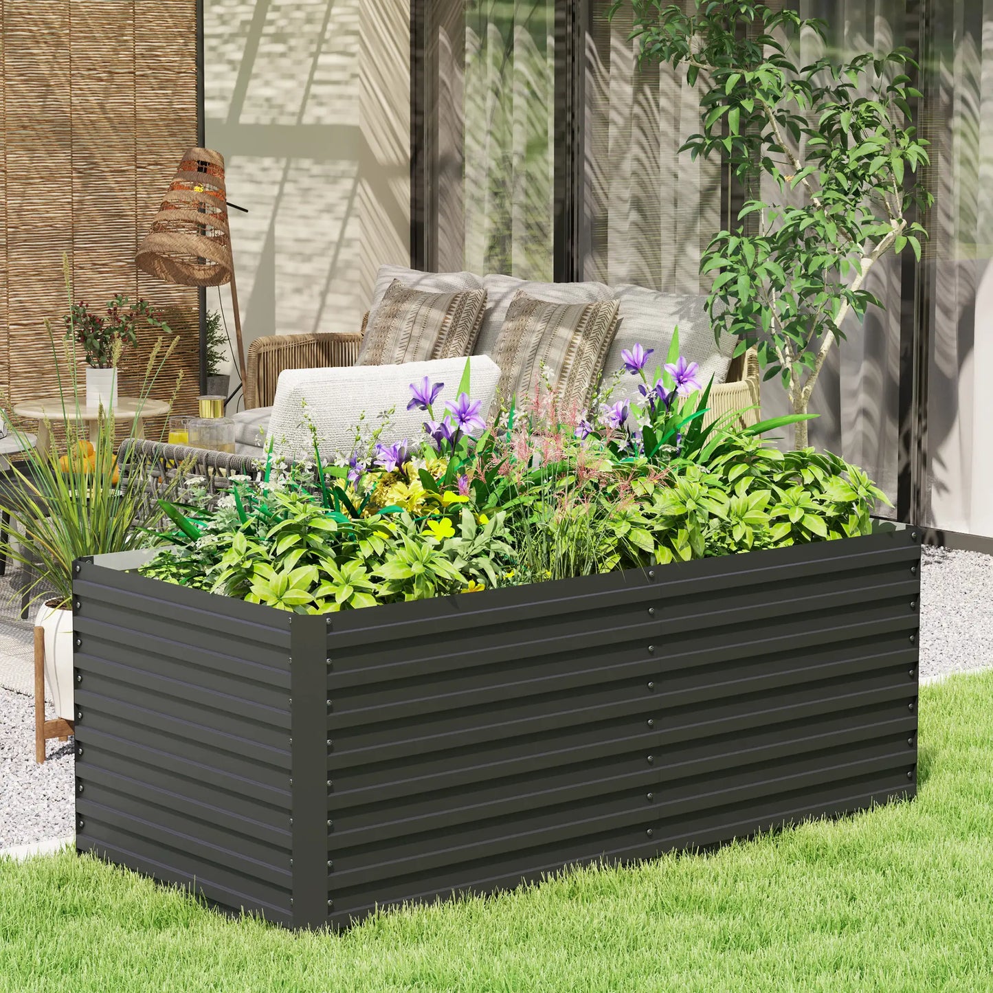 5' x 3' x 2' Raised Garden Bed, Galvanized Planter Box, Dark Grey Raised Garden Beds at Gallery Canada