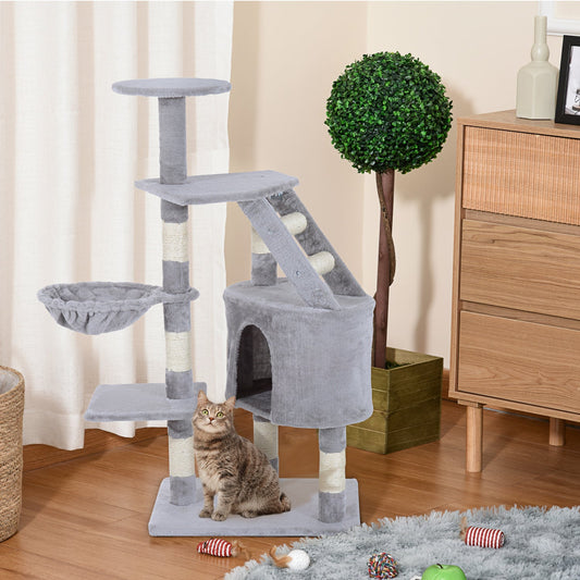 49” Deluxe Cat Tree Furniture Scratching Pet Tower Kitten Play Post (Grey) - Gallery Canada