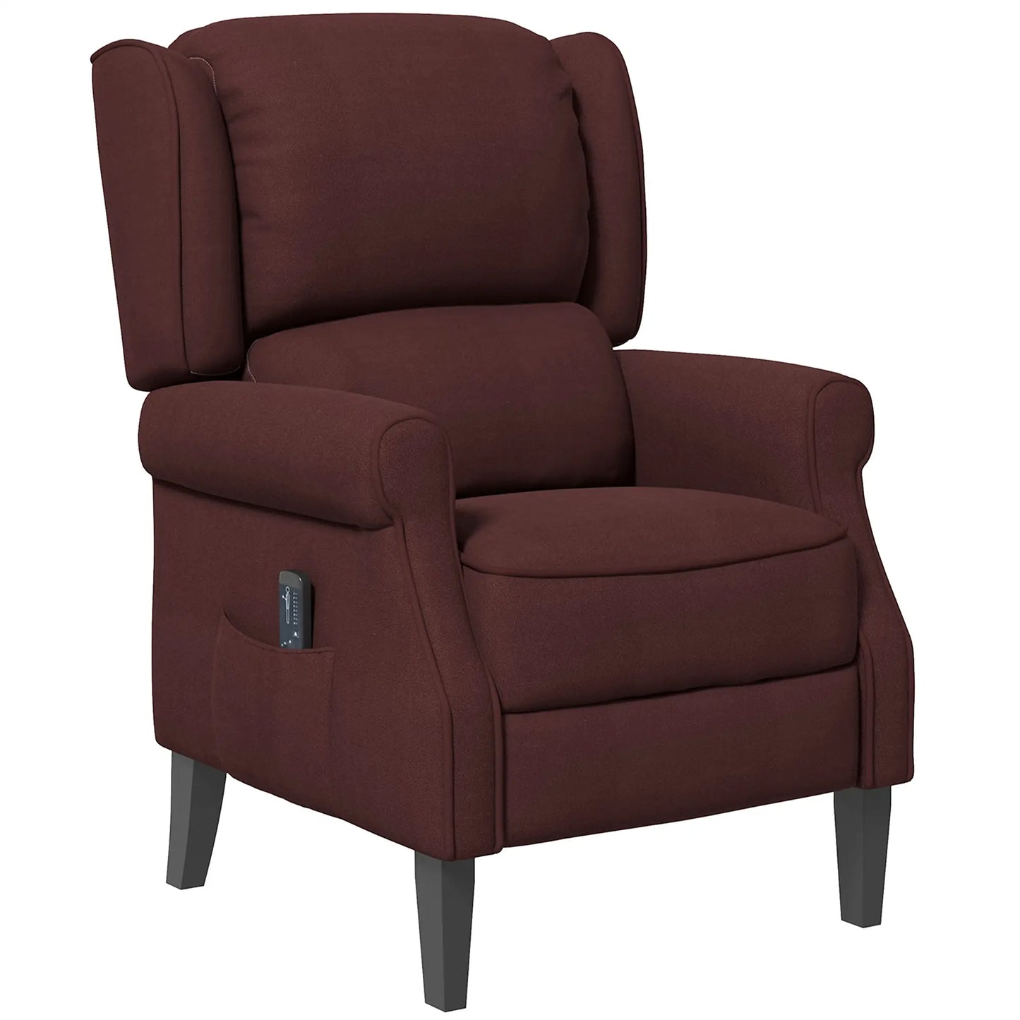 Push Back Recliner Chair, Vibration Massage, Extendable Footrest, Remote, Brown Single Sofas Brown at Gallery Canada