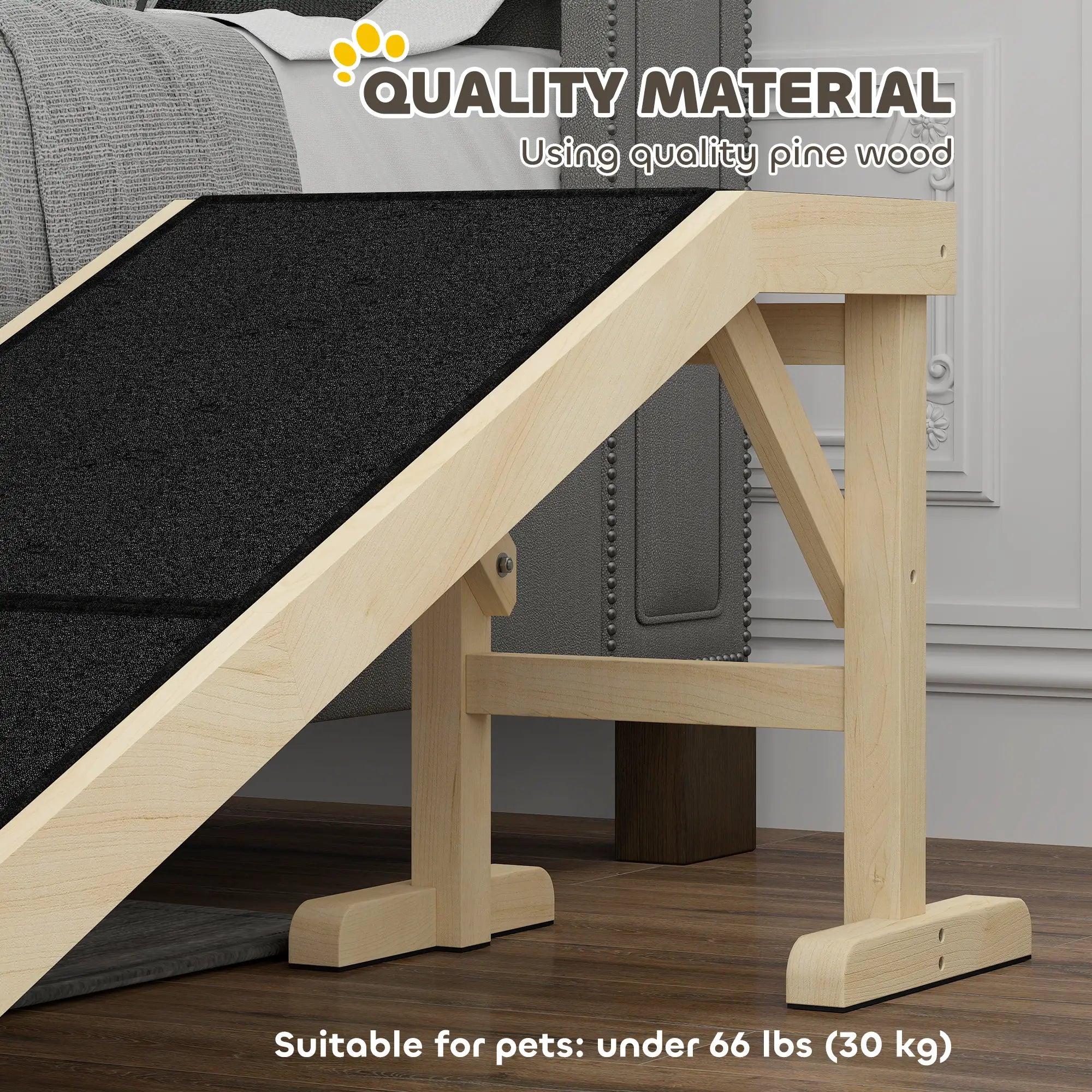 Pet Ramp Bed Steps for Dogs Cats, Non-Slip Carpet Top, 59