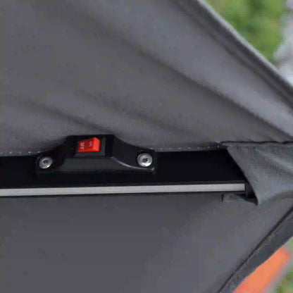 10FT Solar Powered Cantilever Patio Umbrella, Crank, Cross Base, Grey Cantilever Umbrellas at Gallery Canada