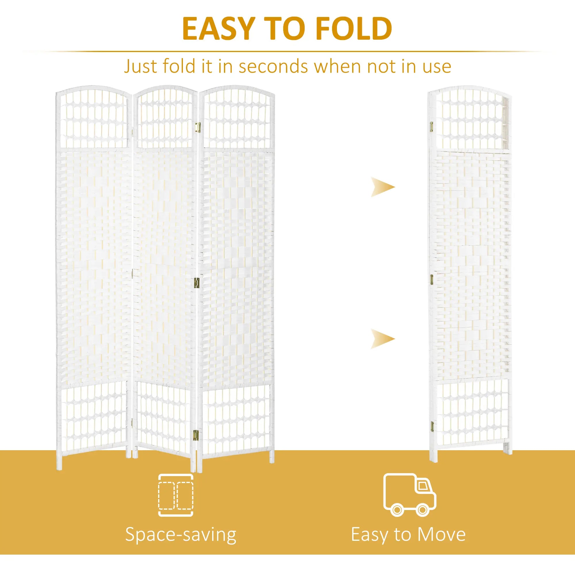 3 Panel Folding Room Divider, Portable Privacy Screen, White Room Dividers at Gallery Canada