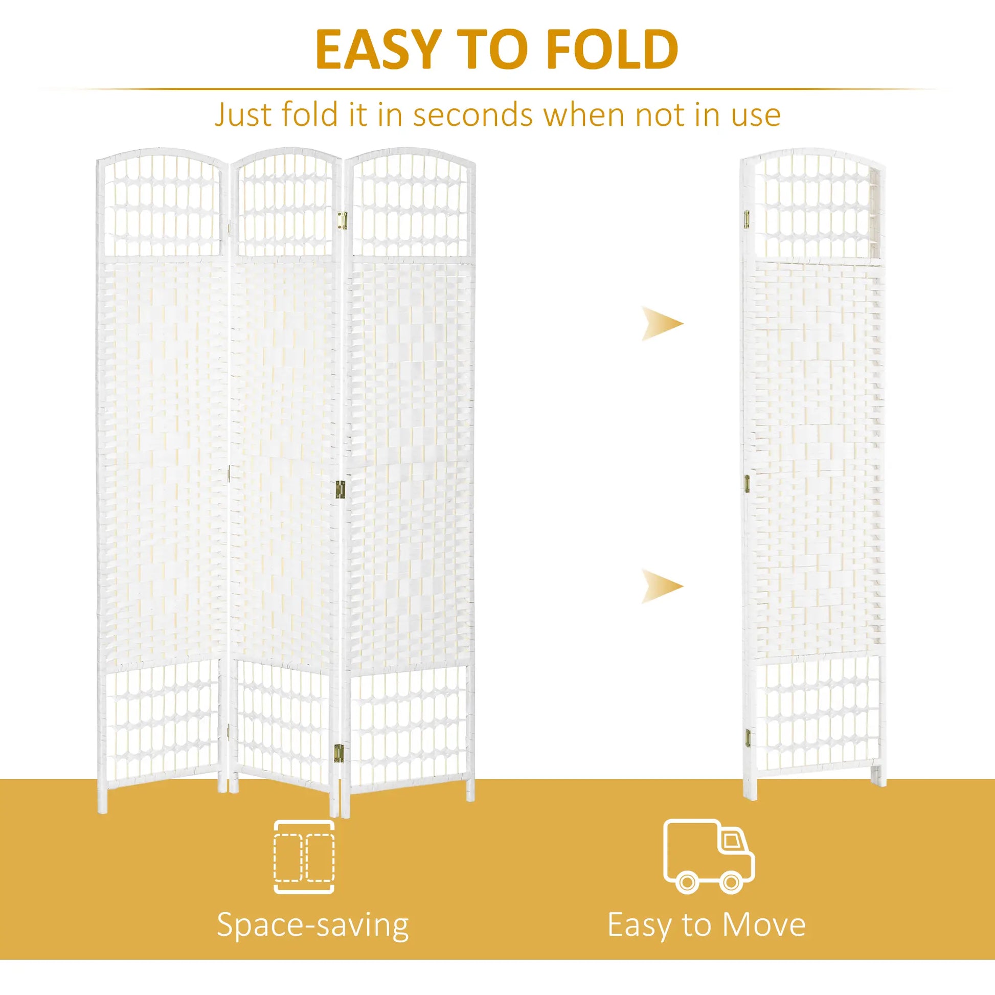 3 Panel Folding Room Divider, Portable Privacy Screen, White Room Dividers at Gallery Canada