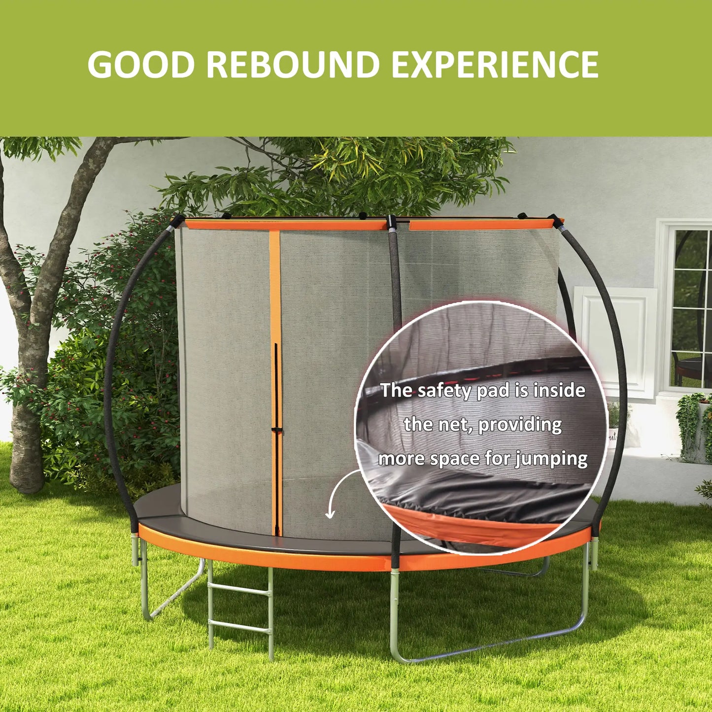 8ft Outdoor Trampoline with Enclosure Net, Ladder, for Teens and Adults Trampolines at Gallery Canada