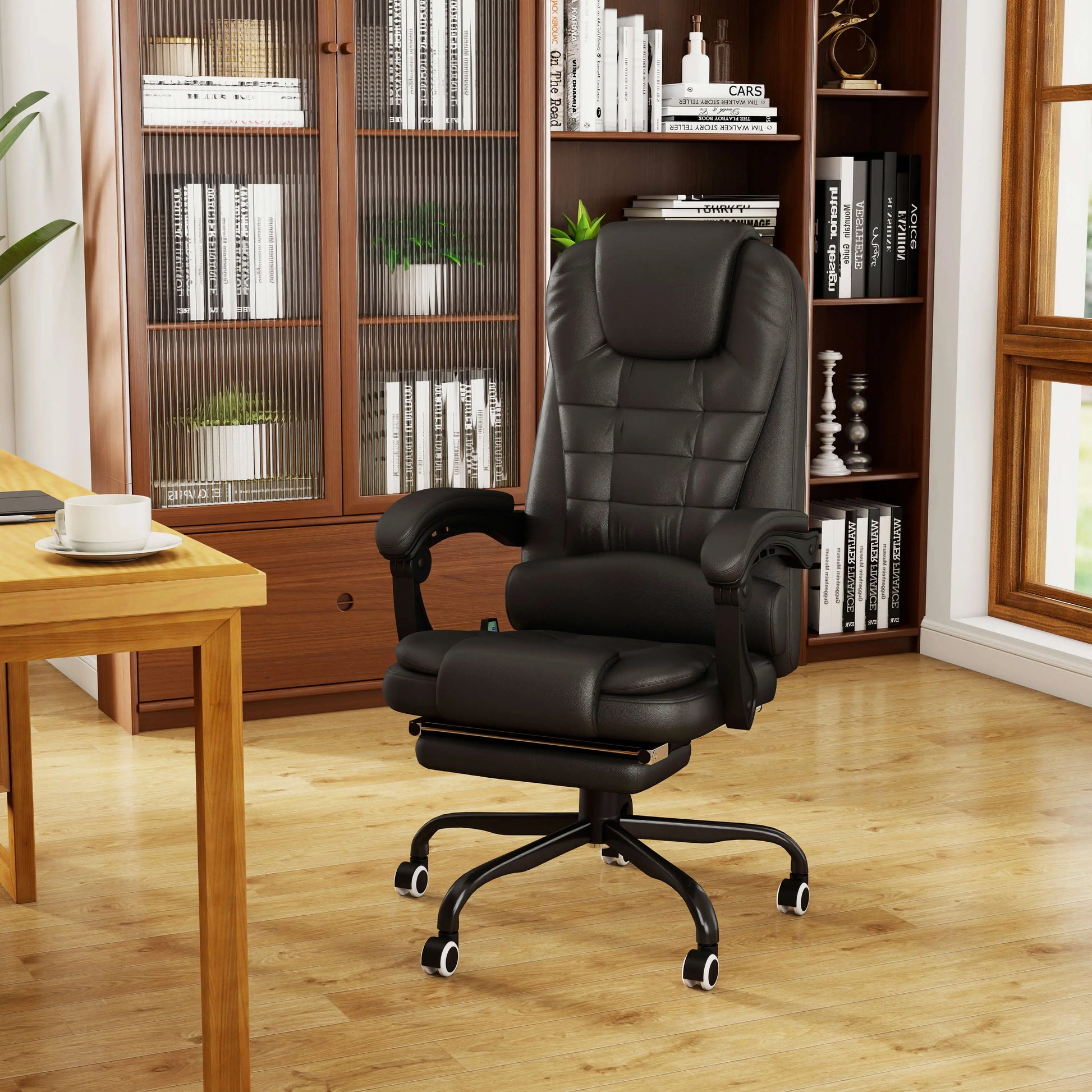 7-Point Vibrating Massage Chair, Reclining Office Chair, Footrest, Black Massage Chairs at Gallery Canada