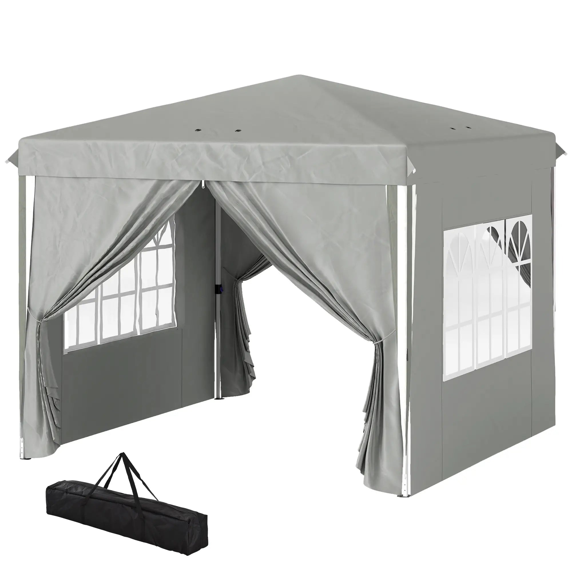 10' x 10' Pop-Up Canopy Tent, Sidewalls, Adjustable Height, Light Grey Pop Up Canopies Light Grey, White at Gallery Canada