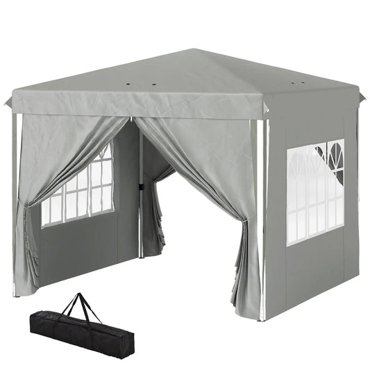 10' x 10' Pop-Up Canopy Tent, Sidewalls, Adjustable Height, Light Grey Pop Up Canopies Light Grey, White at Gallery Canada
