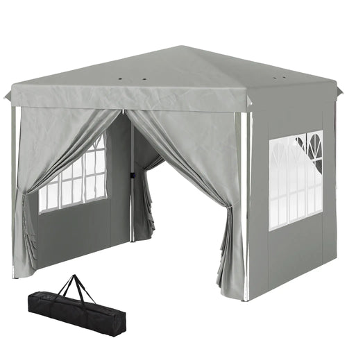 10' x 10' Pop-Up Canopy Tent, Sidewalls, Adjustable Height, Light Grey