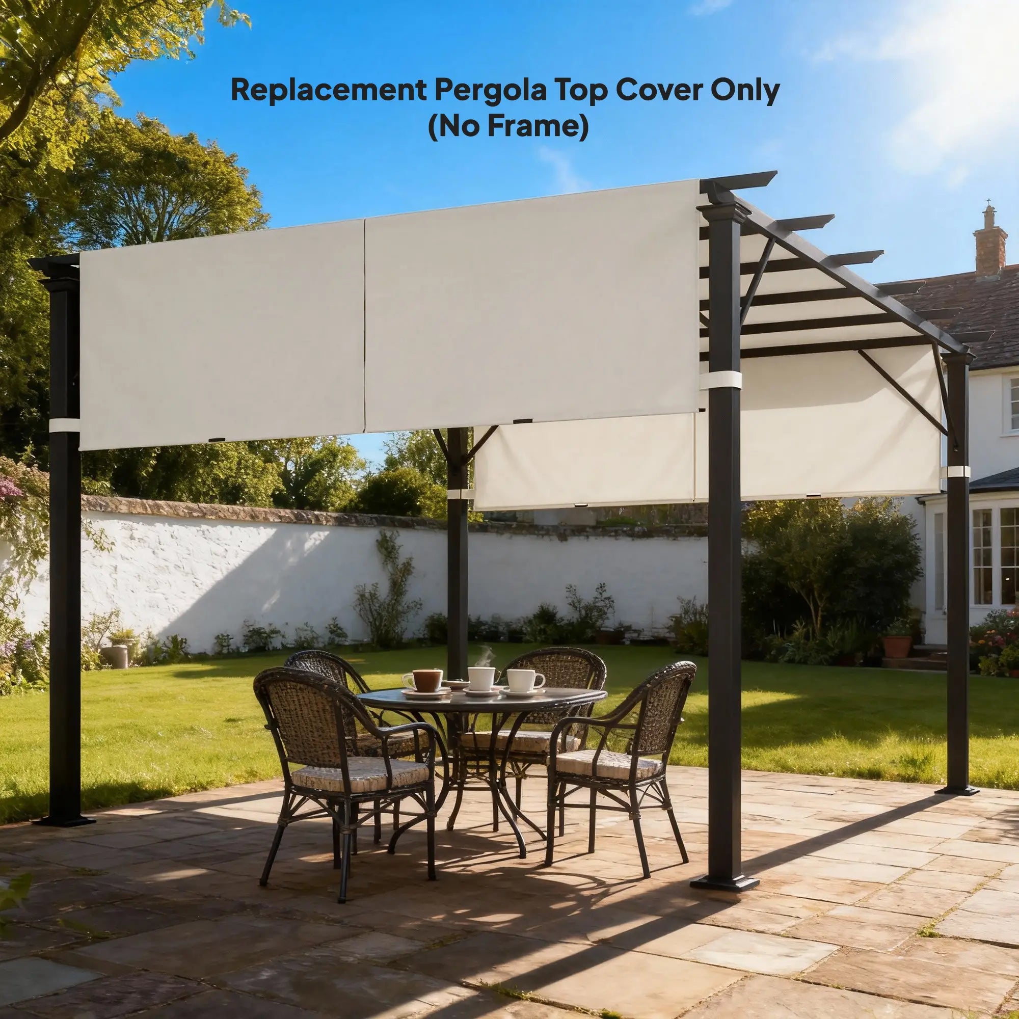 2 Pcs UV Protection Pergola Canopy, 10' x 10', Cream White Gazebo Canopy Replacement at Gallery Canada