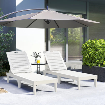 Waterproof Resin Lounge Chairs, Set of 2, 4-Position Adjustable Backrest, White Lounger Chairs at Gallery Canada