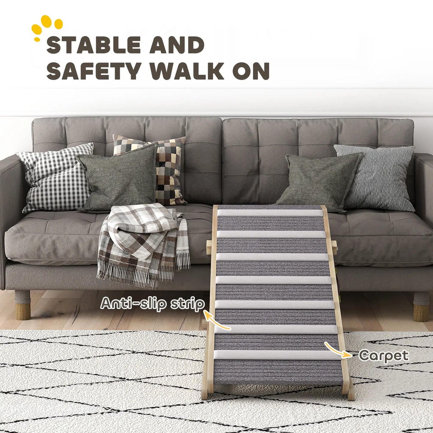 Rampes pliables pour chien pour canapé, 4 hauteurs réglables de 14" à 20", pour chiens de petite à grande taille