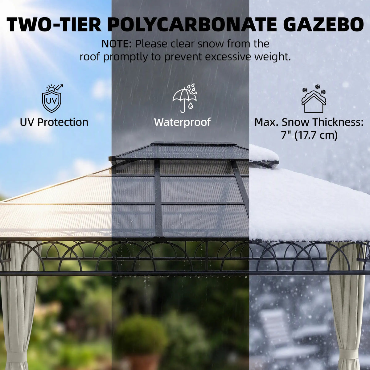 10' x 12' Outdoor Gazebo, Double Roof Hardtop With Polycarbonate Roof Gazebos at Gallery Canada