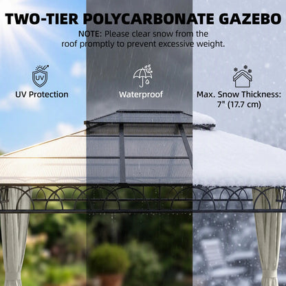 10' x 12' Outdoor Gazebo, Double Roof Hardtop With Polycarbonate Roof Gazebos at Gallery Canada