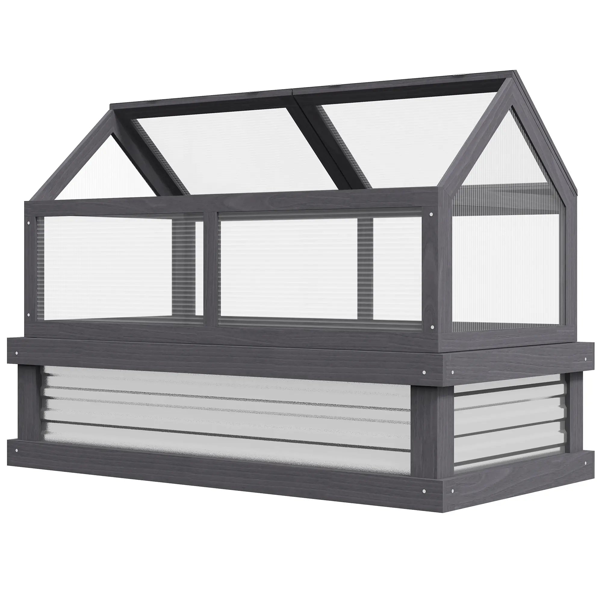 Raised Garden Bed Kit With Greenhouse, Wooden Cold Frame Planter, 48