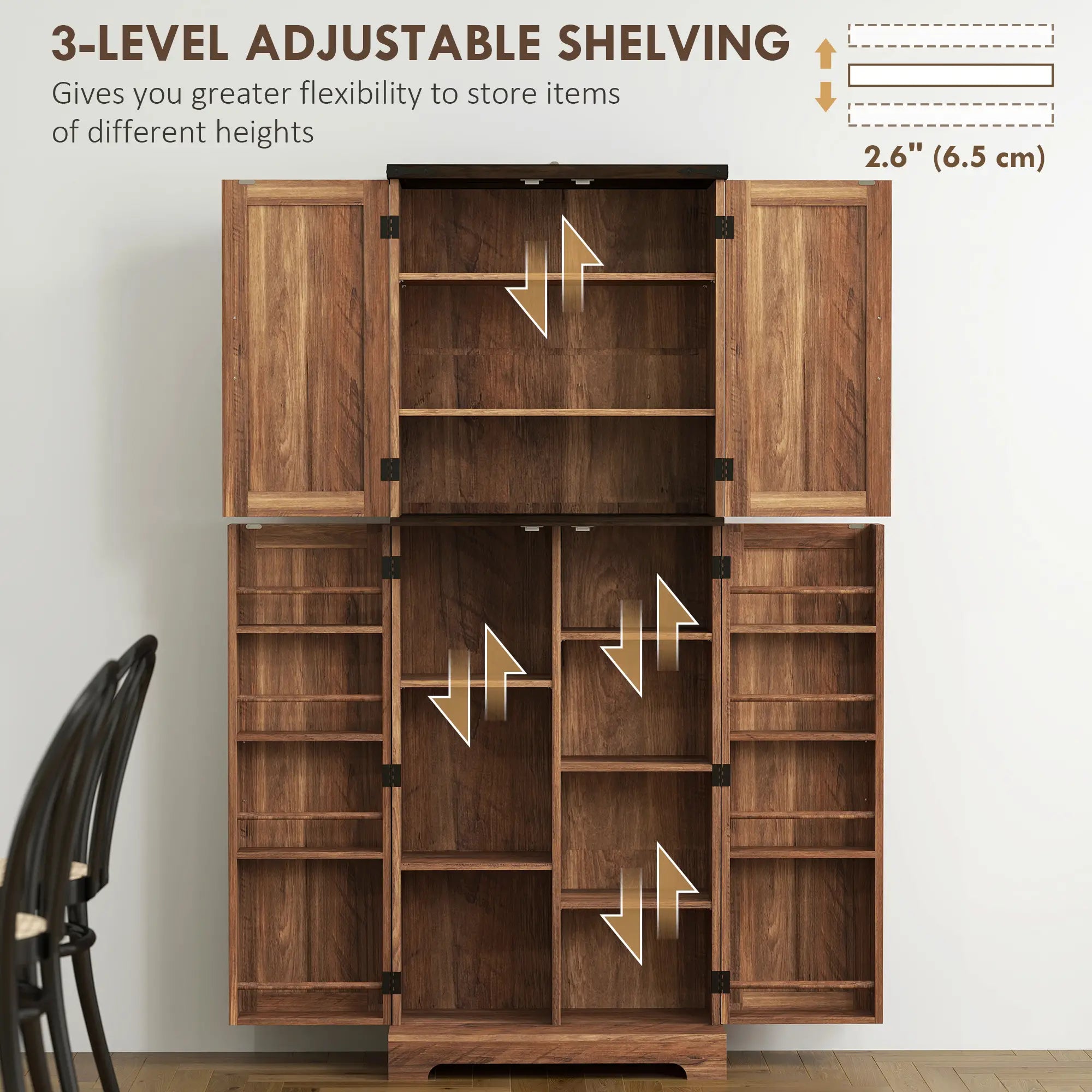 64 Inch Tall Kitchen Pantry Cabinet, Wood Grain, Brown Kitchen Pantry Cabinets at Gallery Canada