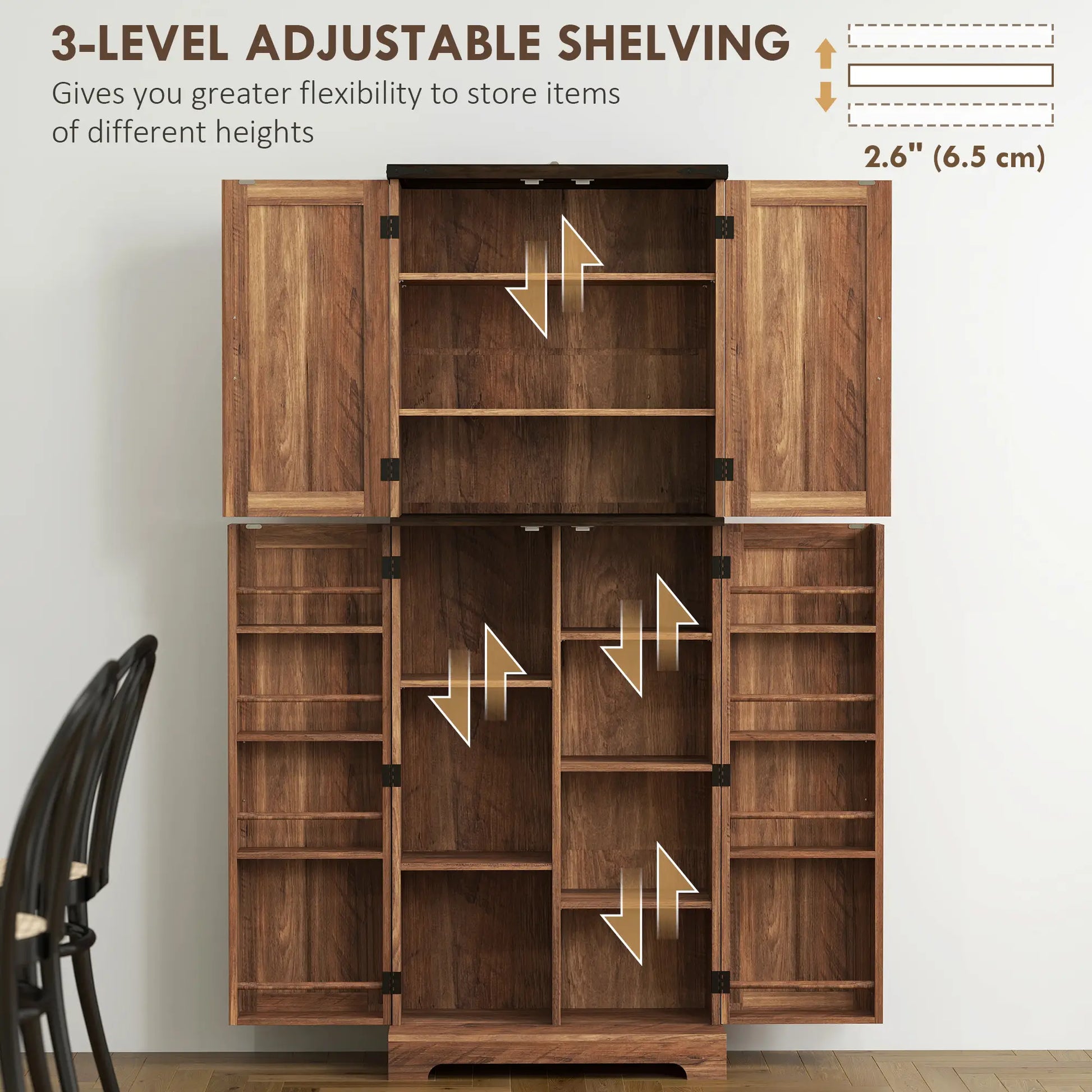 64 Inch Tall Kitchen Pantry Cabinet, Wood Grain, Brown Kitchen Pantry Cabinets at Gallery Canada