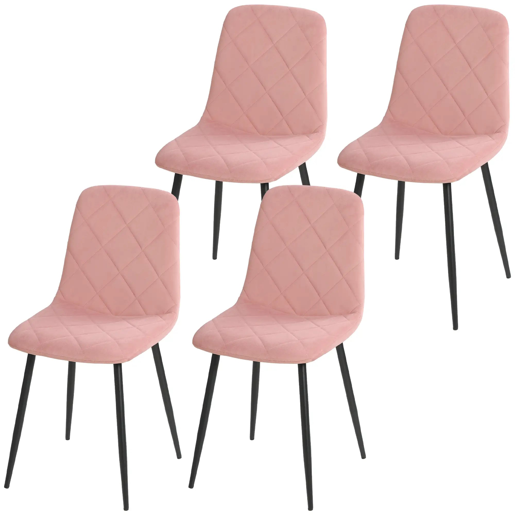 Upholstered Dining Chairs Set of 4, Steel Legs, Modern Kitchen, Pink Dining Chairs Pink at Gallery Canada