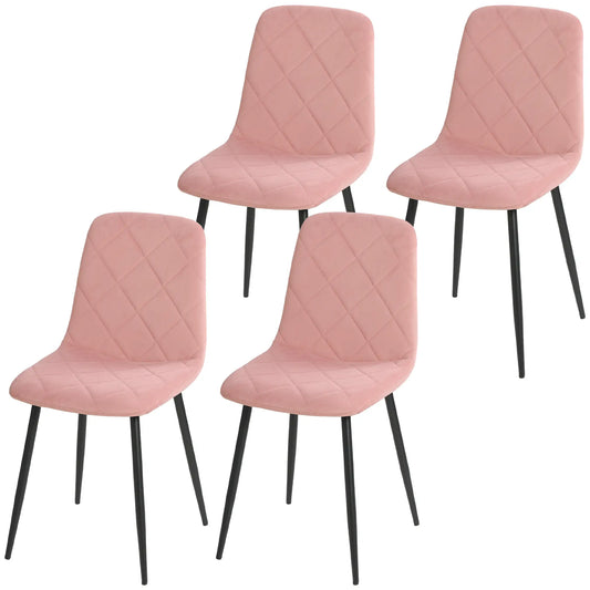 Upholstered Dining Chairs Set of 4, Steel Legs, Modern Kitchen, Pink Dining Chairs Pink at Gallery Canada