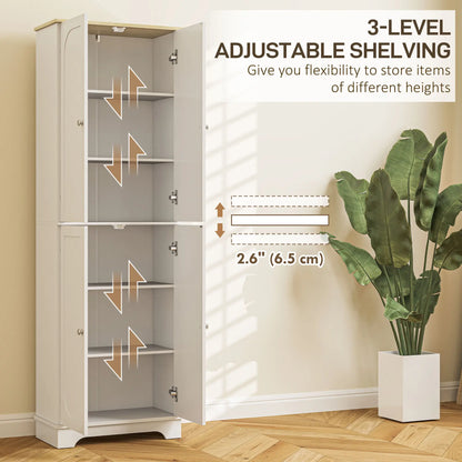 72" Tall Pantry Cabinet, Adjustable Shelves, 4 Doors, White Storage Cabinets at Gallery Canada