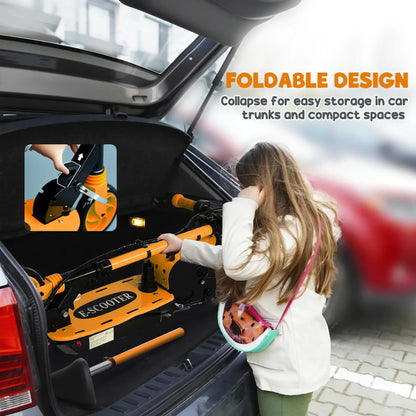 Foldable Electric Scooter for Kids, Seat, 2 Heights, 6km Range, 12km/h, Orange Scooters at Gallery Canada