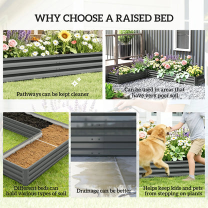 L-Shaped Raised Garden Bed, 82" x 109" x 12", Galvanized Steel Planter Box, Light Grey Galvanized Planter Boxes at Gallery Canada