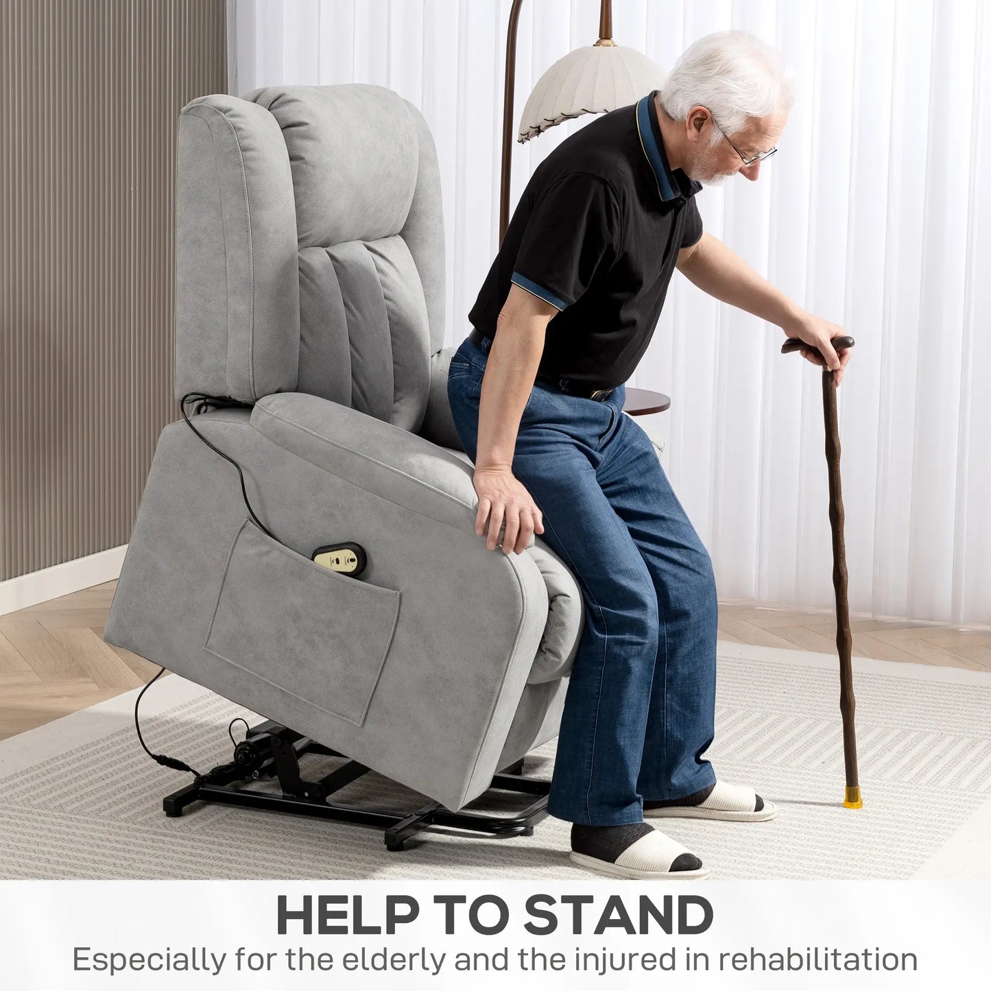 Electric Recliner Chair, Microfibre Upholstered, Remote Included, Light Grey Sofas & Reclining Chairs at Gallery Canada