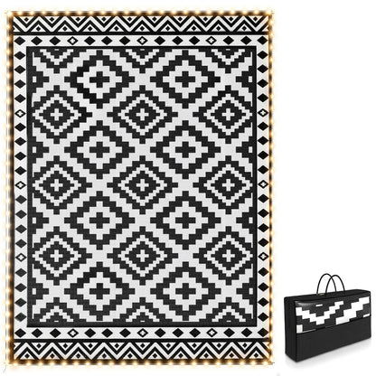 Reversible Plastic Straw Rug, LED Lights, 12' x 9' Outdoor Reversible Rugs at Gallery Canada