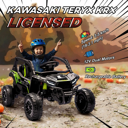 Camion à conduire 12V, Kawasaki Teryx Krx 2WD, Noir, Noir