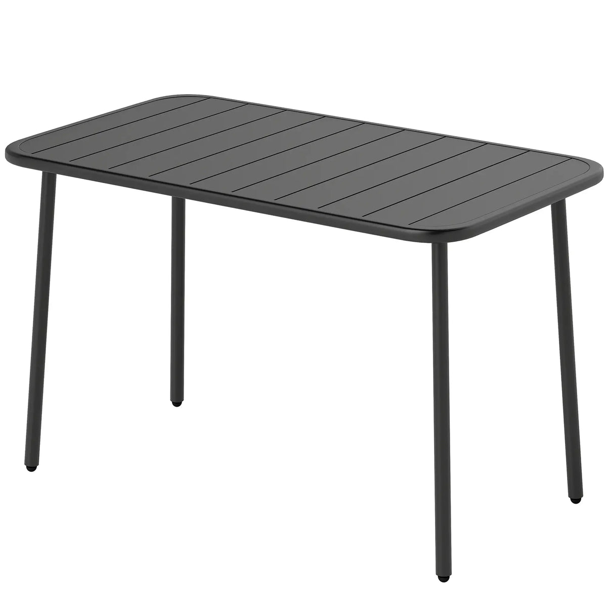 47" x 28" Outdoor Dining Table for 4, Rectangular Patio Table with Slatted Top and Rounded Edges, Grey Patio Dining Tables Grey at Gallery Canada