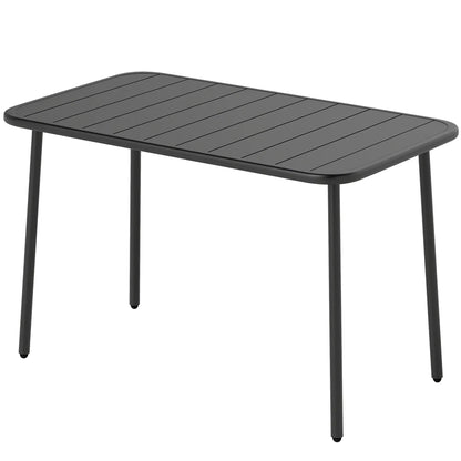 47" x 28" Outdoor Dining Table for 4, Rectangular Patio Table with Slatted Top and Rounded Edges, Grey Patio Dining Tables Grey at Gallery Canada