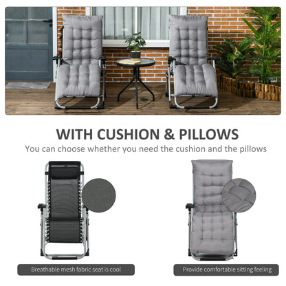 Folding Garden Chairs, Set of 2, Reclining Zero Gravity, Dark Grey Lounger Chairs at Gallery Canada