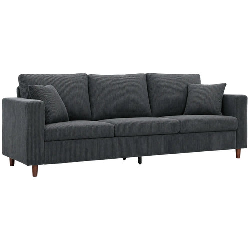 3-Seater Corduroy Sofa, Deep Seat, Dark Grey