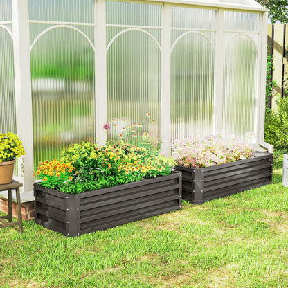 Galvanized Raised Garden Beds, Outdoor Planter Box, Set of 2, Dark Grey Galvanized Planter Boxes at Gallery Canada