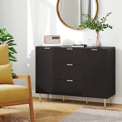 Modern Kitchen Storage Cabinet, 3 Drawers, Adjustable Shelves, Black Bar Cabinets at Gallery Canada