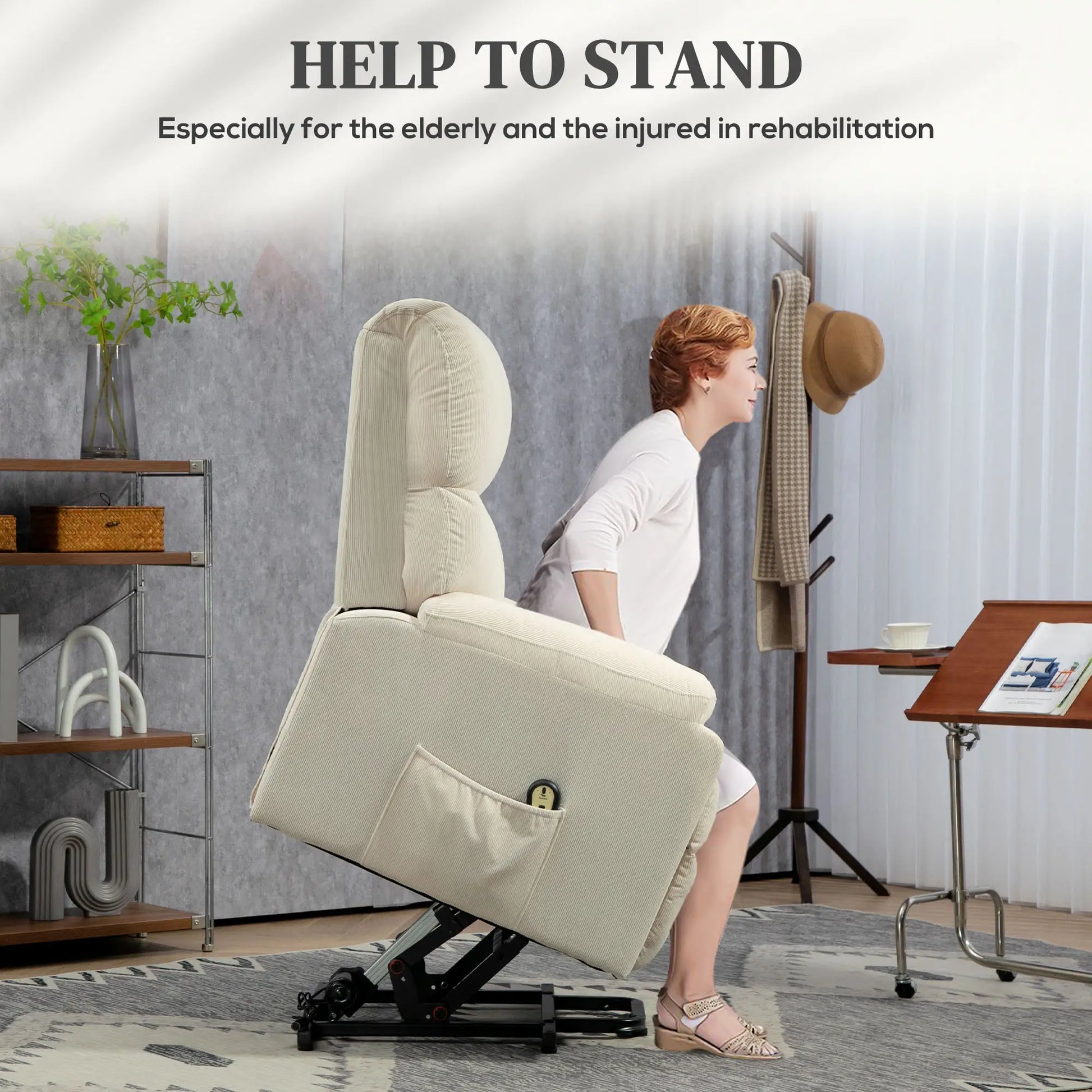 Power Recliner Chair, Microfibre Upholstery, Remote, Cream White Sofas & Reclining Chairs at Gallery Canada