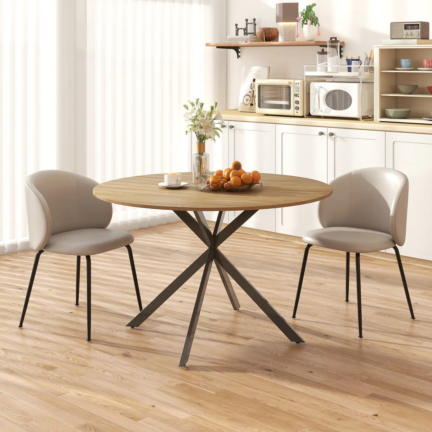 47" Round Kitchen Table For 4, Industrial Dining Table, And Black, Brown Dining Tables at Gallery Canada