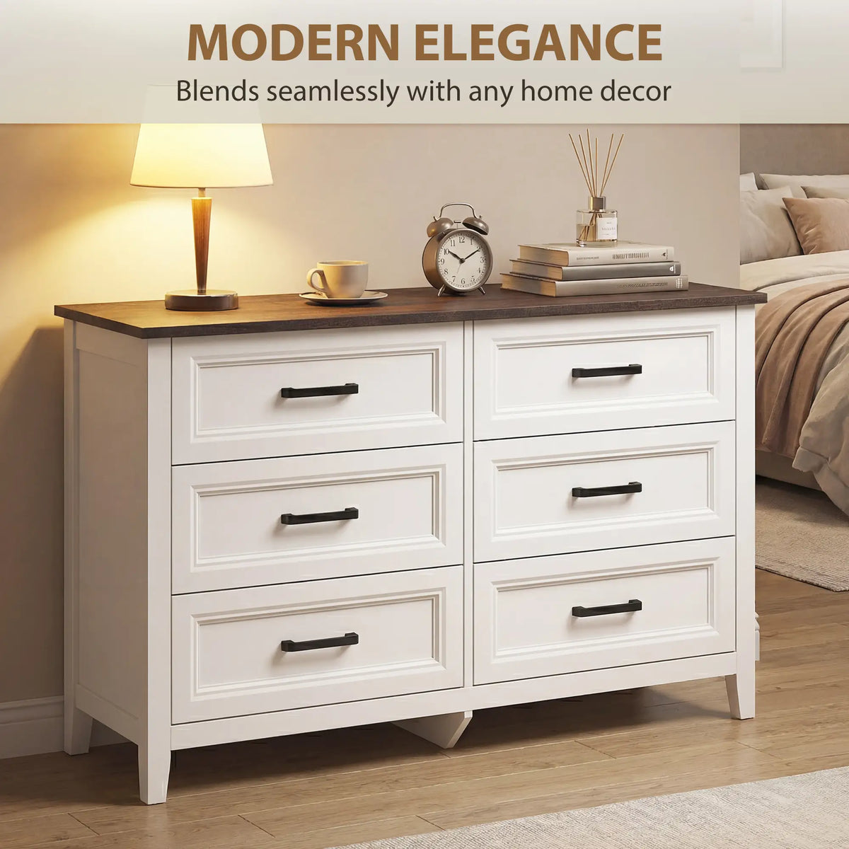 6-Drawer Wide Dresser Chest for Bedroom Living Room Closet