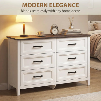 6-Drawer Wide Dresser Chest for Bedroom Living Room Closet