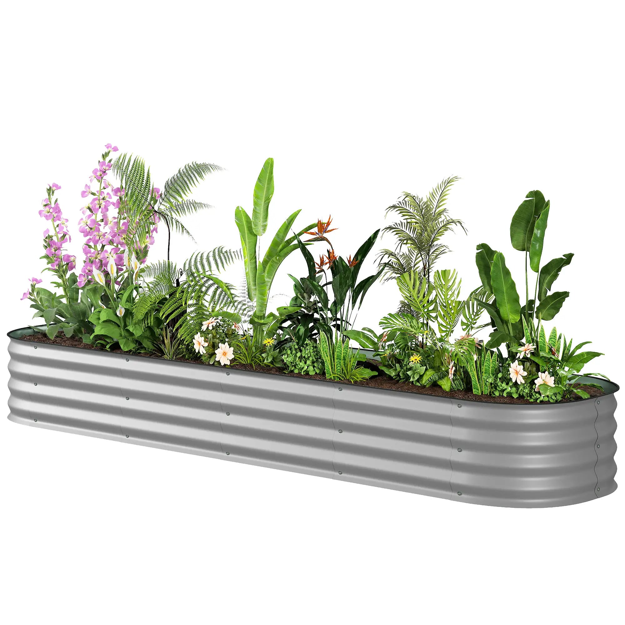 7.9 x 2 x 1ft Galvanized Raised Garden Bed, Metal Planter Box, Silver Galvanized Planter Boxes Silver at Gallery Canada