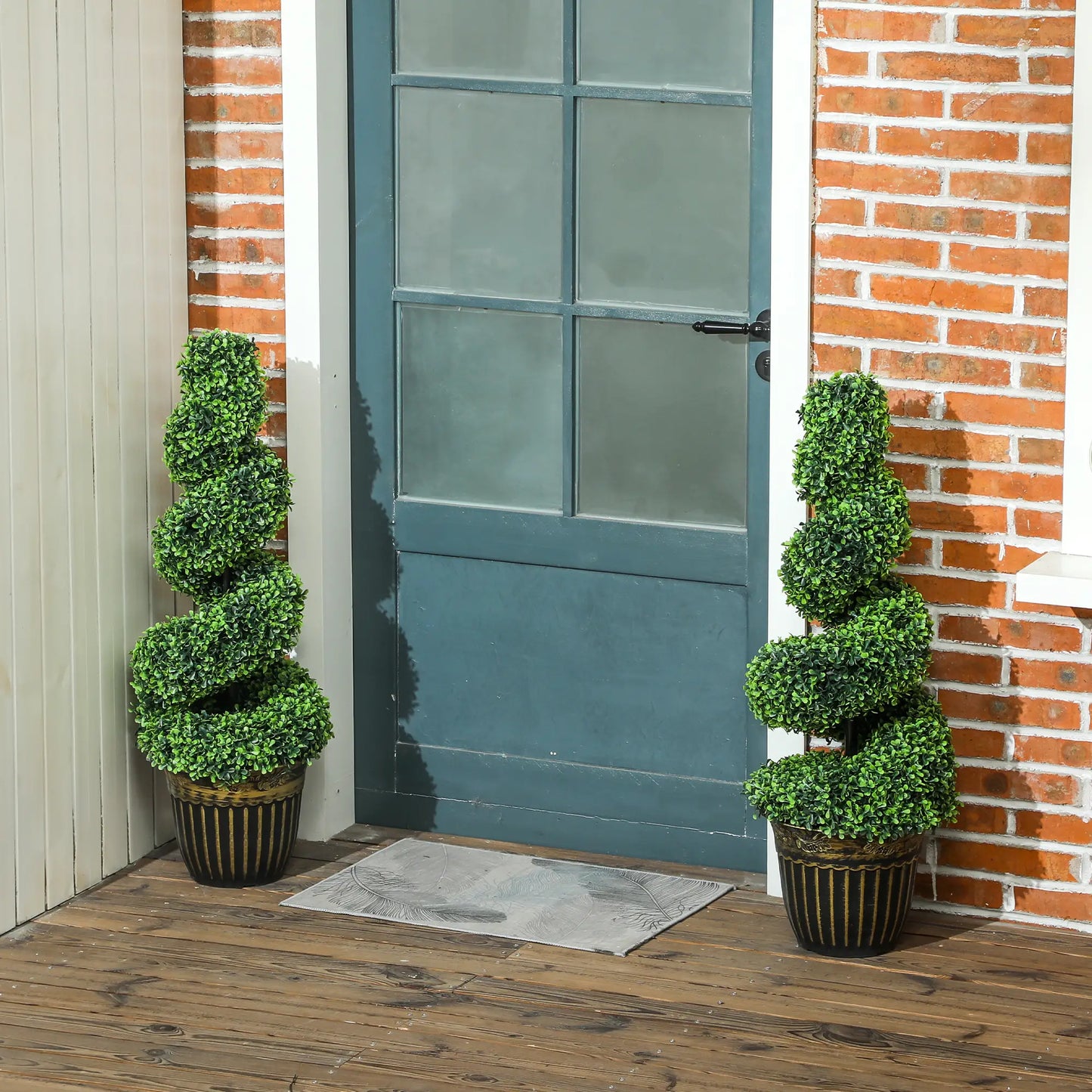 Artificial Topiary Spiral Boxwood Trees, Set of 2 with Pot, 90cm Artificial Trees at Gallery Canada