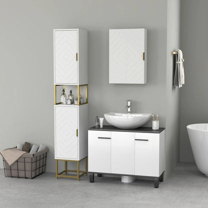 2-Piece Bathroom Cabinet Set, Adjustable Shelves, White Bathroom Cabinets at Gallery Canada