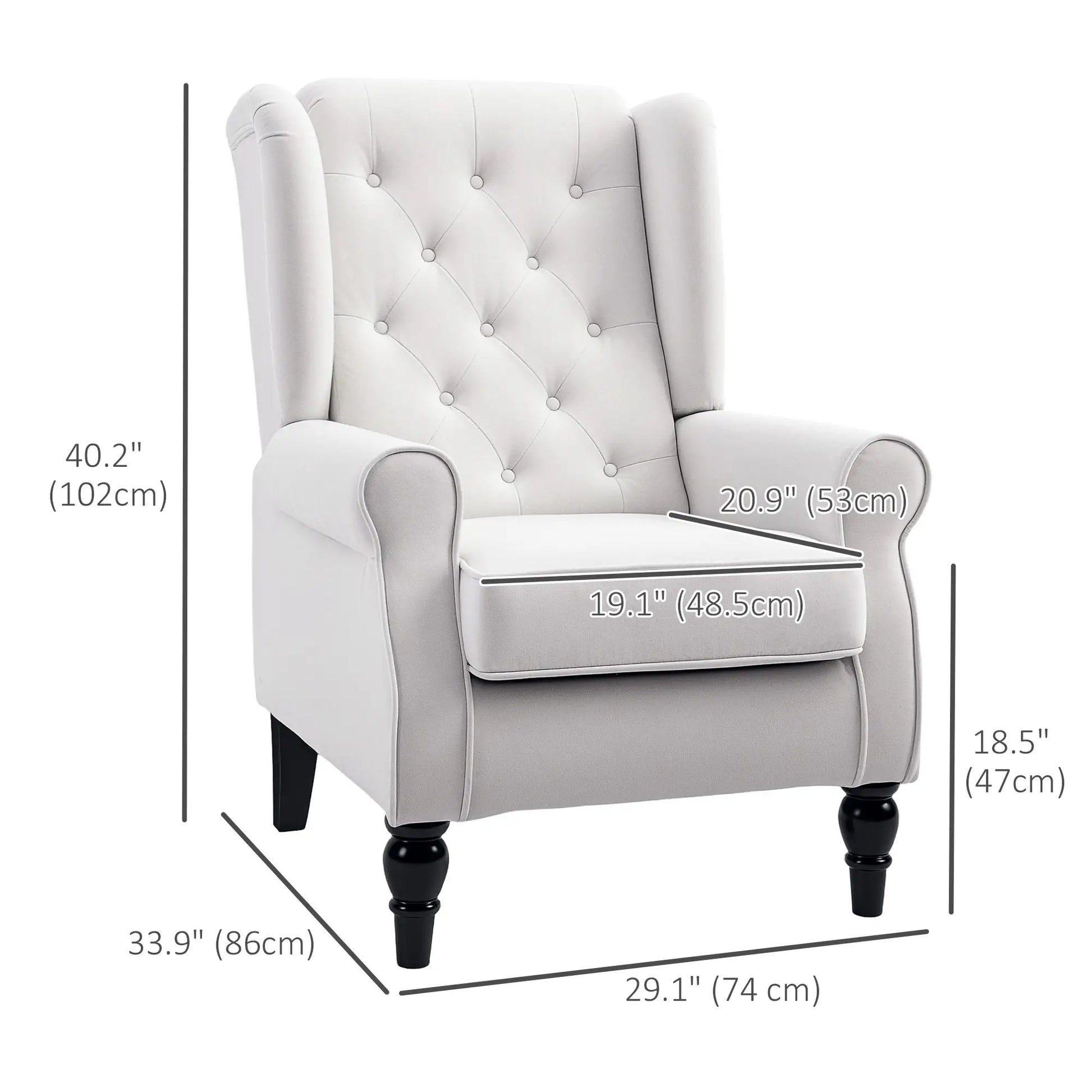 Fabric Accent Chair, Button Tufted Armchair, Upholstered Wingback Chair, White Accent Chairs at Gallery Canada