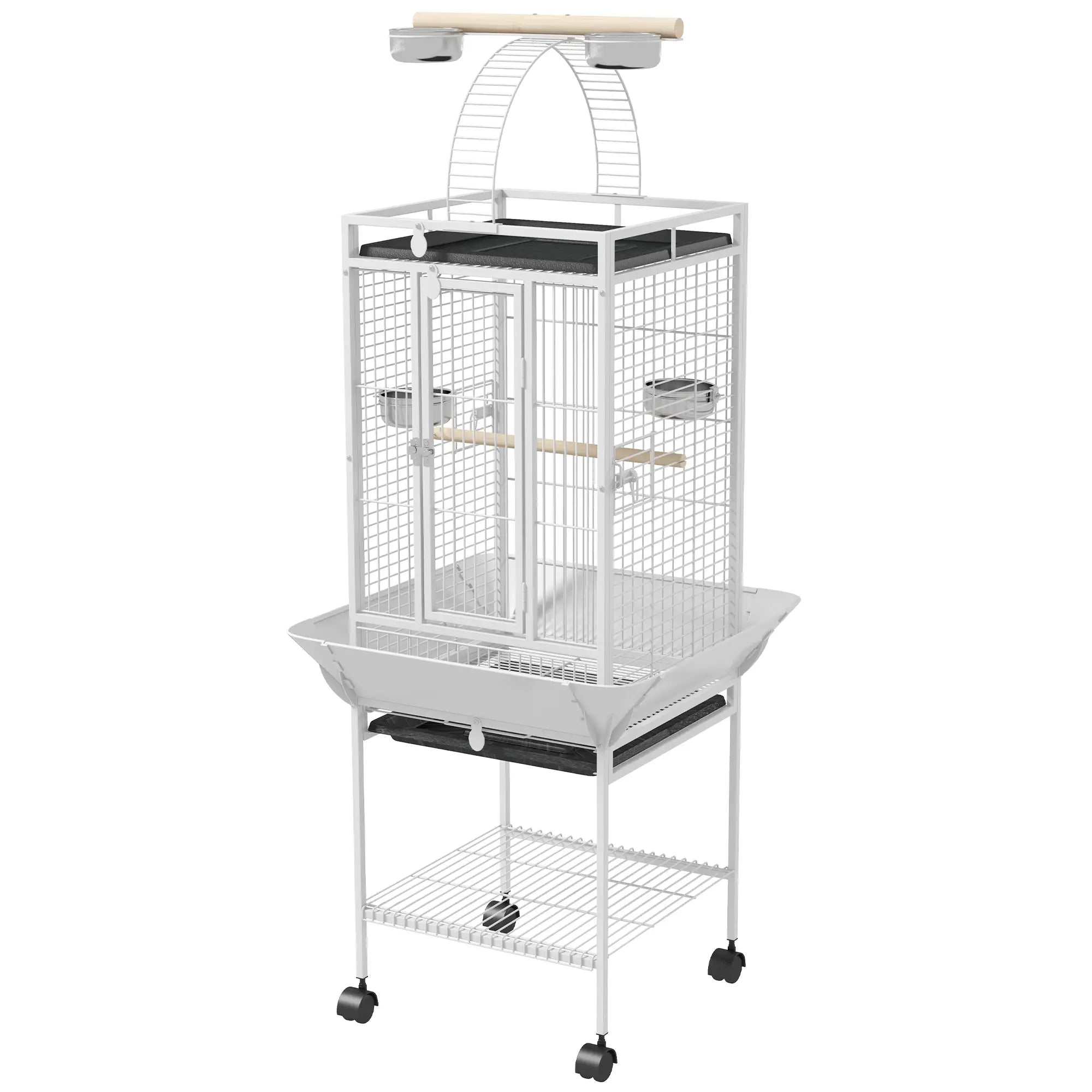 61.5 Inch Bird Cage for Parakeet, Cockatiel, Stand, Pull Out Tray, Play Top Bird Cages White at Gallery Canada