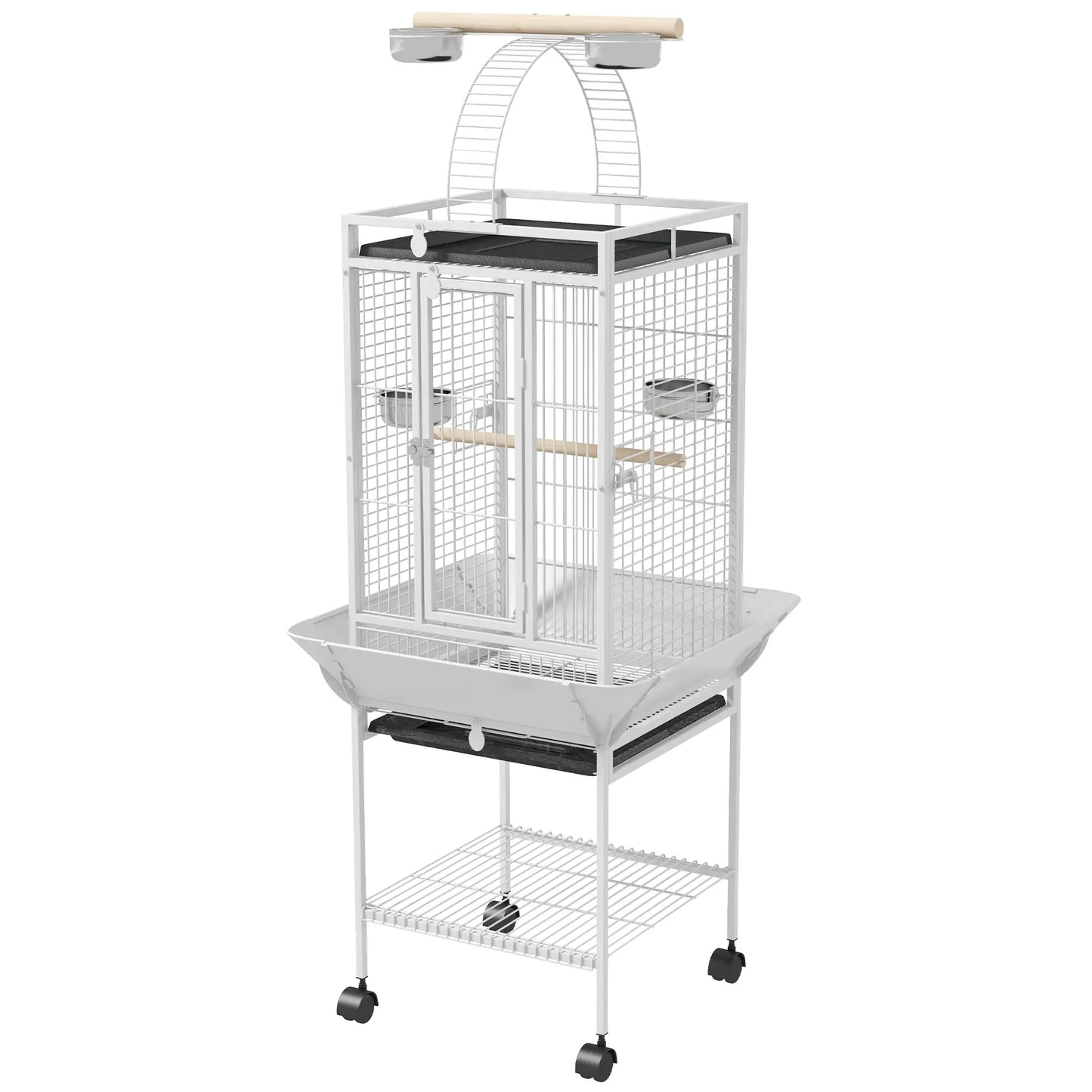 61.5 Inch Bird Cage for Parakeet, Cockatiel, Stand, Pull Out Tray, Play Top Bird Cages White at Gallery Canada