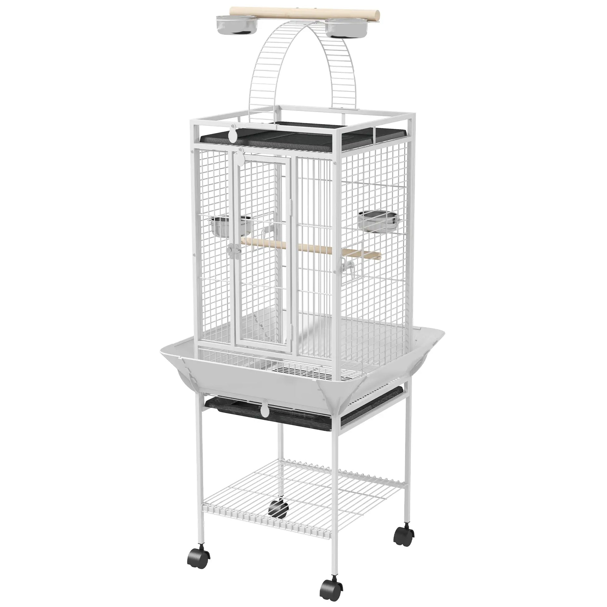 61.5 Inch Bird Cage for Parakeet, Cockatiel, Stand, Pull Out Tray, Play Top Bird Cages White at Gallery Canada