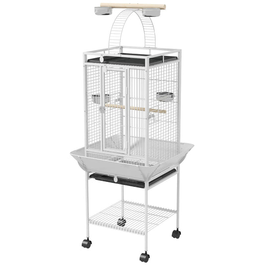 61.5 Inch Bird Cage for Parakeet, Cockatiel, Stand, Pull Out Tray, Play Top Bird Cages White at Gallery Canada