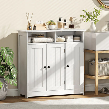 Freestanding Bathroom Floor Cabinet, 3 Doors, 2 Shelves, Adjustable, White Freestanding Bathroom Cabinets at Gallery Canada